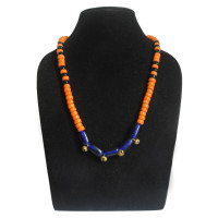 Orange Black Blue Beaded and Bells Necklace - Ethnic Inspiration